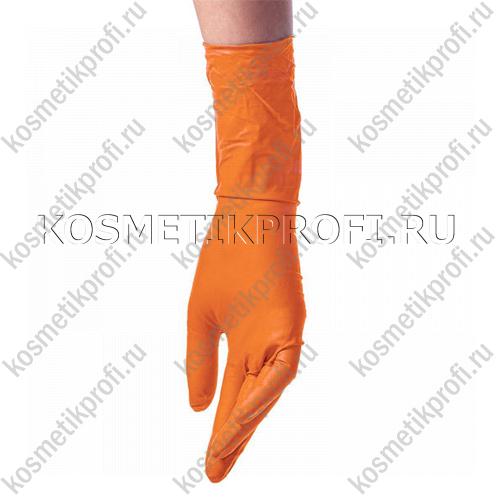 Перчатки нитриловые особопроч. универсал. с ромб. текстур. удлиненные M Benovy оранжевые (25 пар)