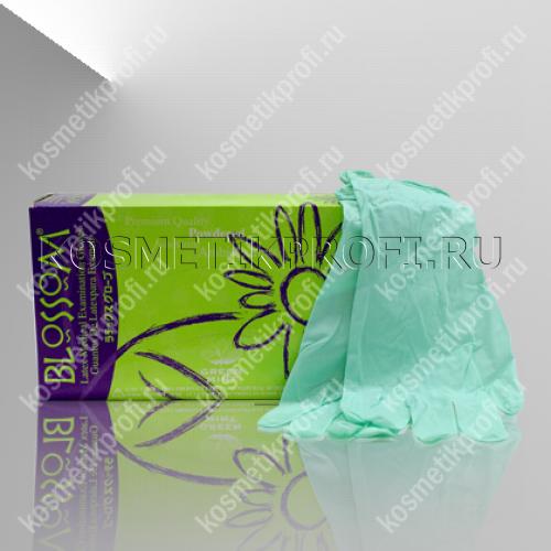 Перчатки (M) латексные текстурированные c ЗЕЛЕНОЙ МЯТОЙ, BLOSSOM 