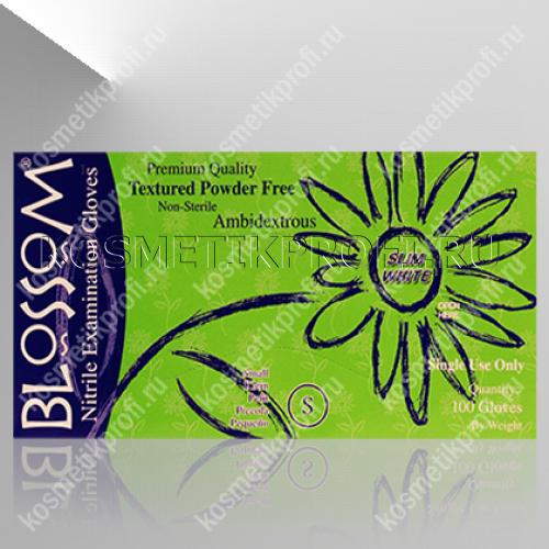 Перчатки (S) нитриловые БЕЛЫЕ неопудренные , BLOSSOM 