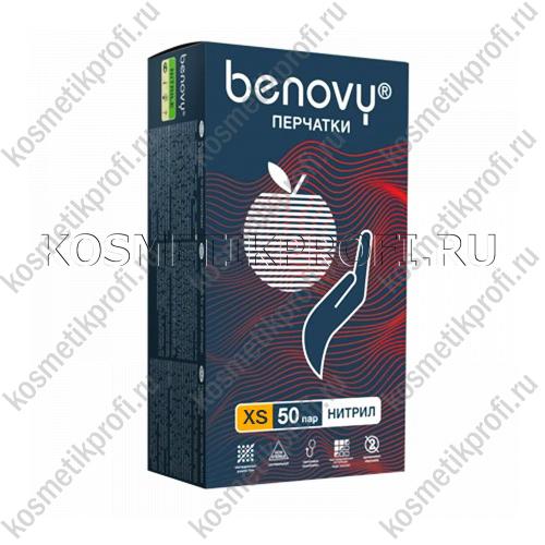 Перчатки нитриловые красные XS Benovy  (50 пар)