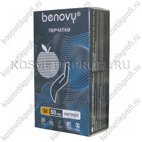 Перчатки нитриловые небесно-голубые (50пар) М Benovy