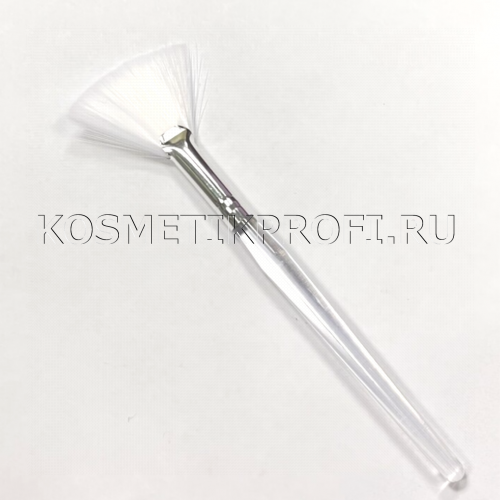 Кисть веерная, шелковая/прозрачная ручка