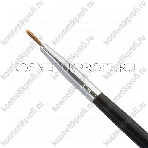 Кисть для макияжа/рыжий натуральный ворс/ черная  ручка. диаметр 2мм