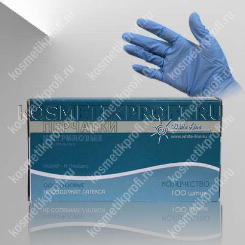 Перчатки нитриловые голубые M White line №50