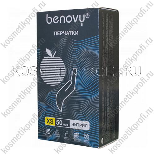Перчатки нитриловые небесно-голубые (50пар) XS Benovy