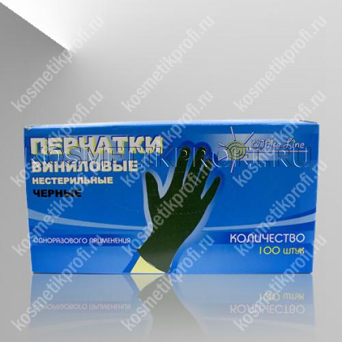 Перчатки ПВХ неопудренные  черные S White line №50