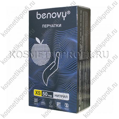 Перчатки нитриловые смотровые текстурированные неопудренные Benovy - XS сиреневые, 100 шт. 