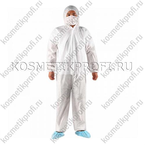 Комбинезон ПП с капюшоном (р-р XXL; цв. белый)  35гр