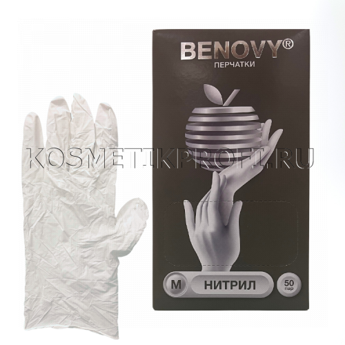 Перчатки нитриловые белые М Benovy