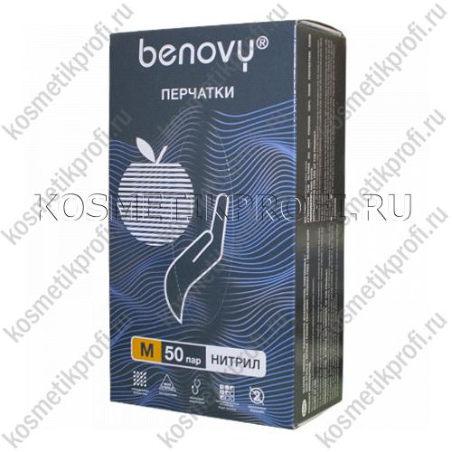 Перчатки нитриловые сиреневые M Benovy  (50 пар)