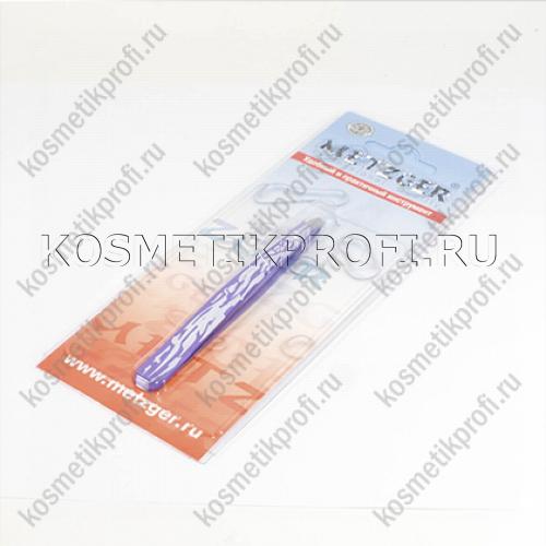 Пинцет PT-359-PK прямой фиолетовый с орнаментом