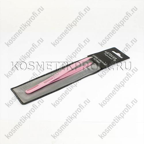 Пинцет PT-862(2)-PK скошенный (розовый) с расческой